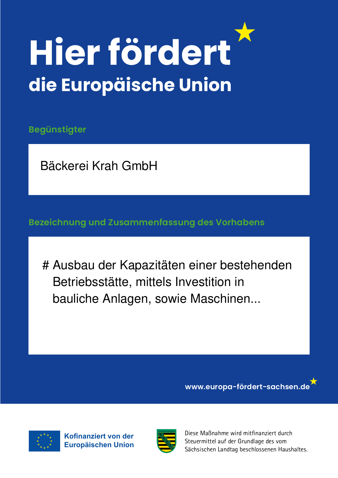 EU Förderung für Bäckerei Krah